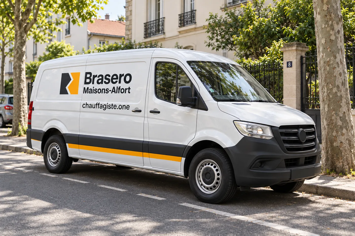 Véhicule d'intervention Brasero Maisons-Alfort stationné dans une rue résidentielle de Maisons-Alfort